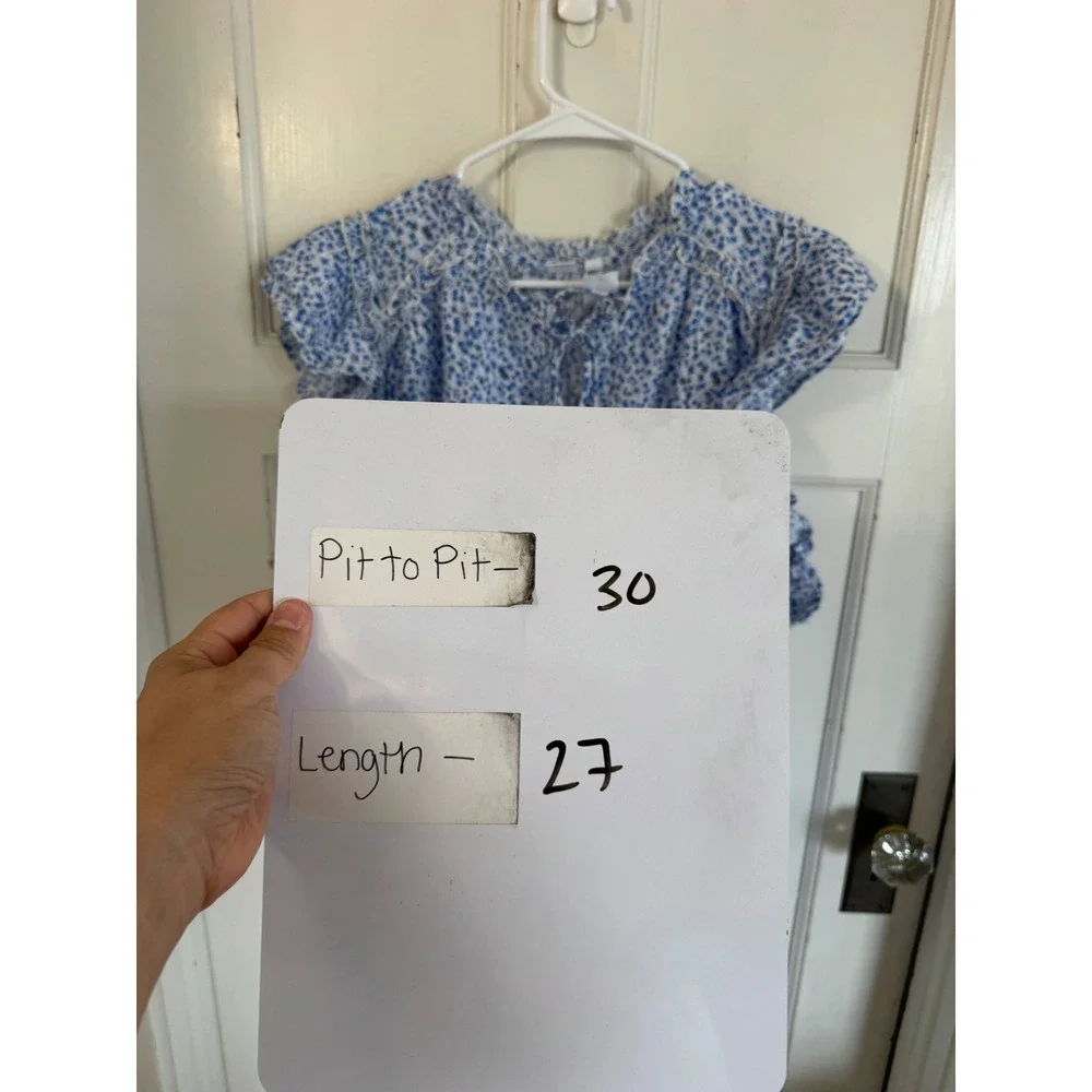 NWT Gap Ruffle‎ Zen Light Blue Floral Top size xxl